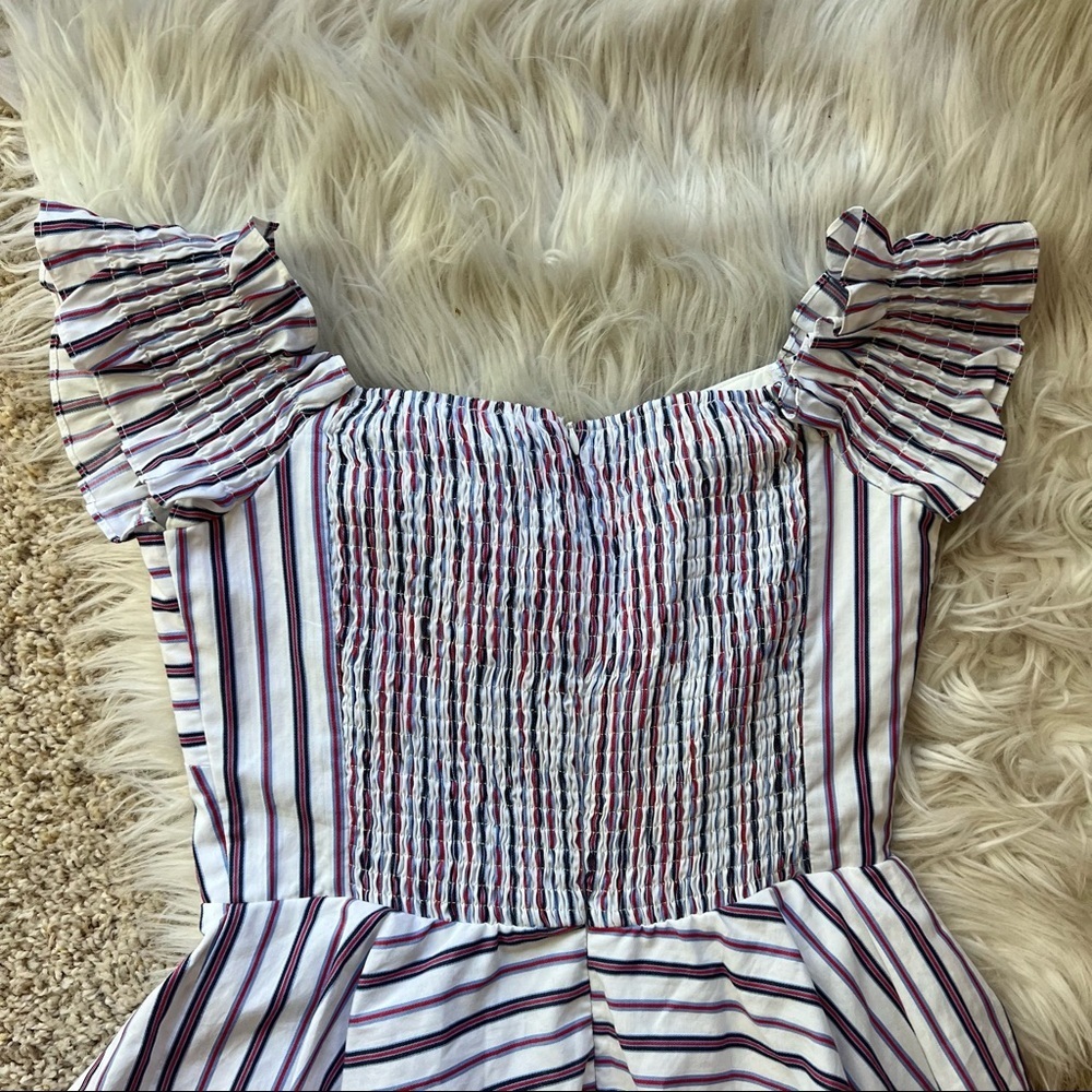 NWT Lucy Paris Blue White Off Shoulder Ruffle Mini Dress - Picture 10 of 12